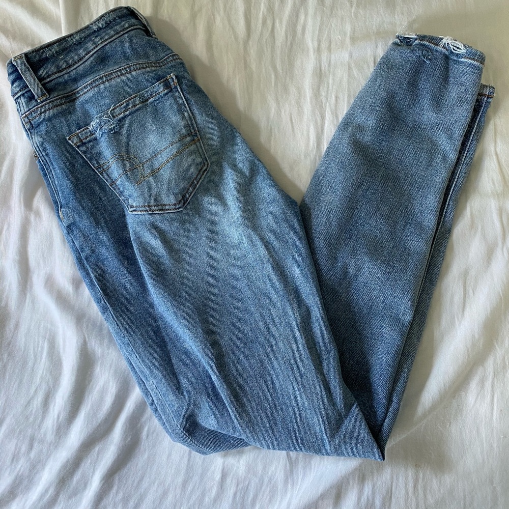 AE stretch mom jeans
